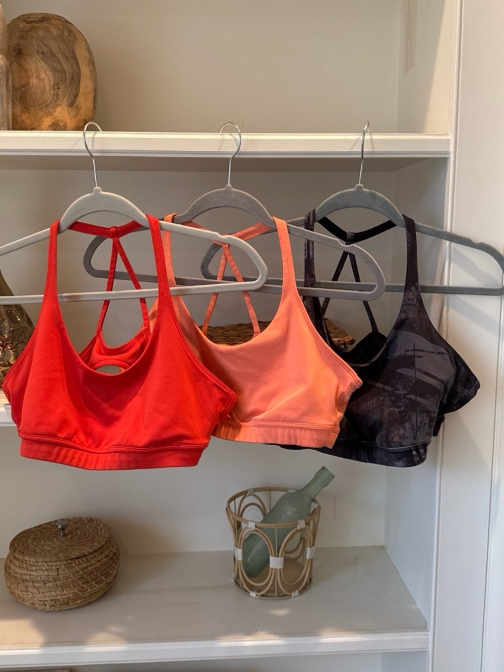 Reebok Women's Strappy Sports Bra Trio — Red, Coral & Black